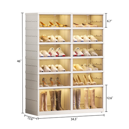 Shoe Storage Cabinet 6 Tiers for 24 Pairs, Portable Shoe Rack Organizer for Entryway Foldable Shoe Boexe, Large Storage Bins for Closet,Living  Room