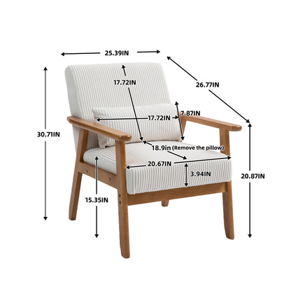 Leisure Chair with Solid Wood Armrest and Feet, Leisure chair, wood frame, velvet, l, solid rubber wood legs, Mid-Century Modern Accent chair, for Living Room Bedroom Studio chair