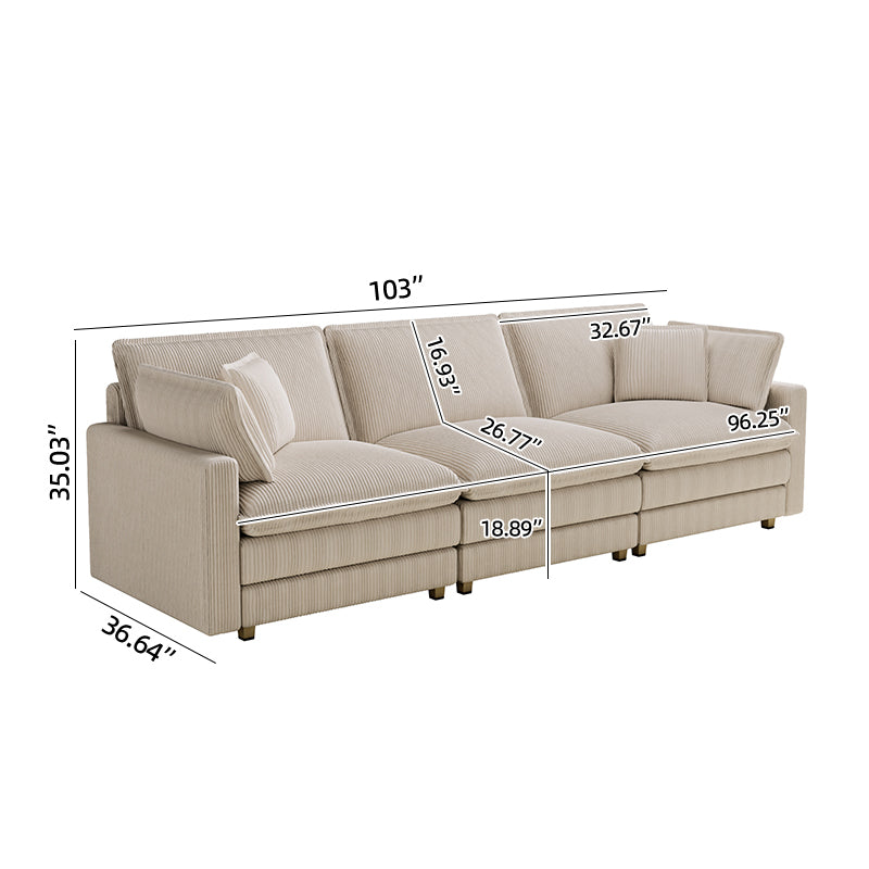 Modular Sectional Sofa,Deep Seat Couch for Living Room , 4 Pillow, Modern L-Shaped Sofa for Living Room Bedroom Apartment,BEIGE