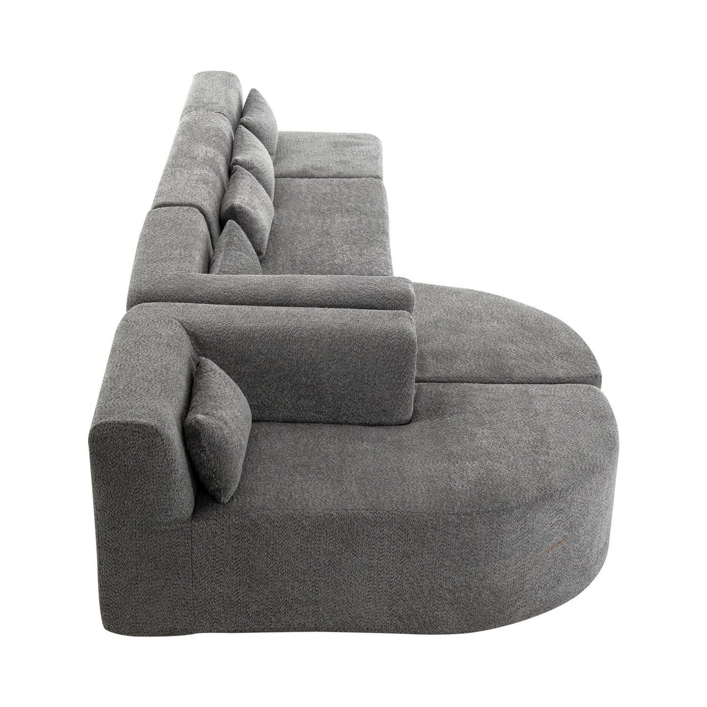 143.7" Upholstered Sofa Free-combined Sofa Couch with Two Chaise Lounge and Five Back Pillows for Living Room, Light Gray