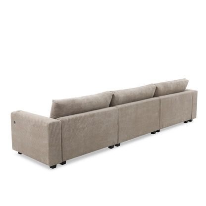 [VIDEO provided][New]134*54"Oversized Corduroy Sectional Sofa,L Shaped Cloud Couch with USB Charging Port,Cup Holder,Deep Seat Sofa Bed with 50" Chaise,Comfy Indoor Furniture for Living Room,3 Colors