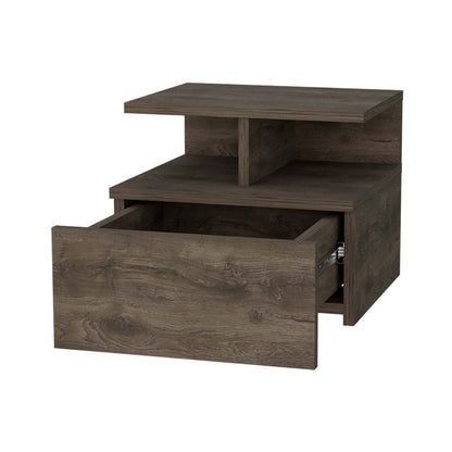 Samuel Dark Walnut 2-Tier Shelf Floating Nightstand