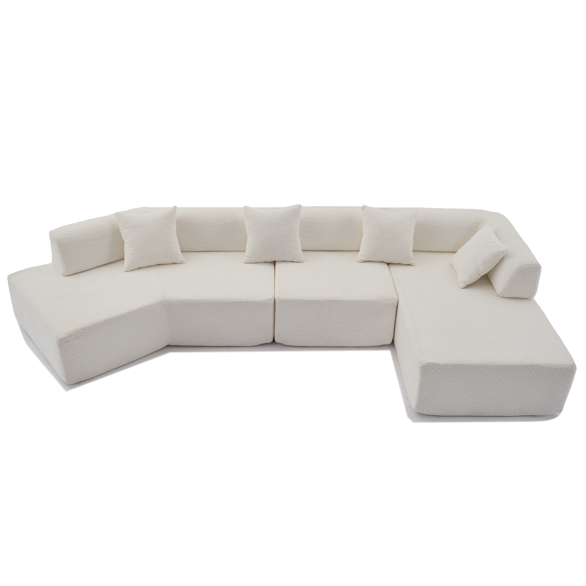 [NEW ARRIVED] [VIDEO PROVIDED]Modern Minimalist 140" L-Shape Couch ,No Assembly Required,Boucle,Modular Sofa ,Couch with Chaise,Free Combination Foam-Filled Sofa, 4 Seats,White