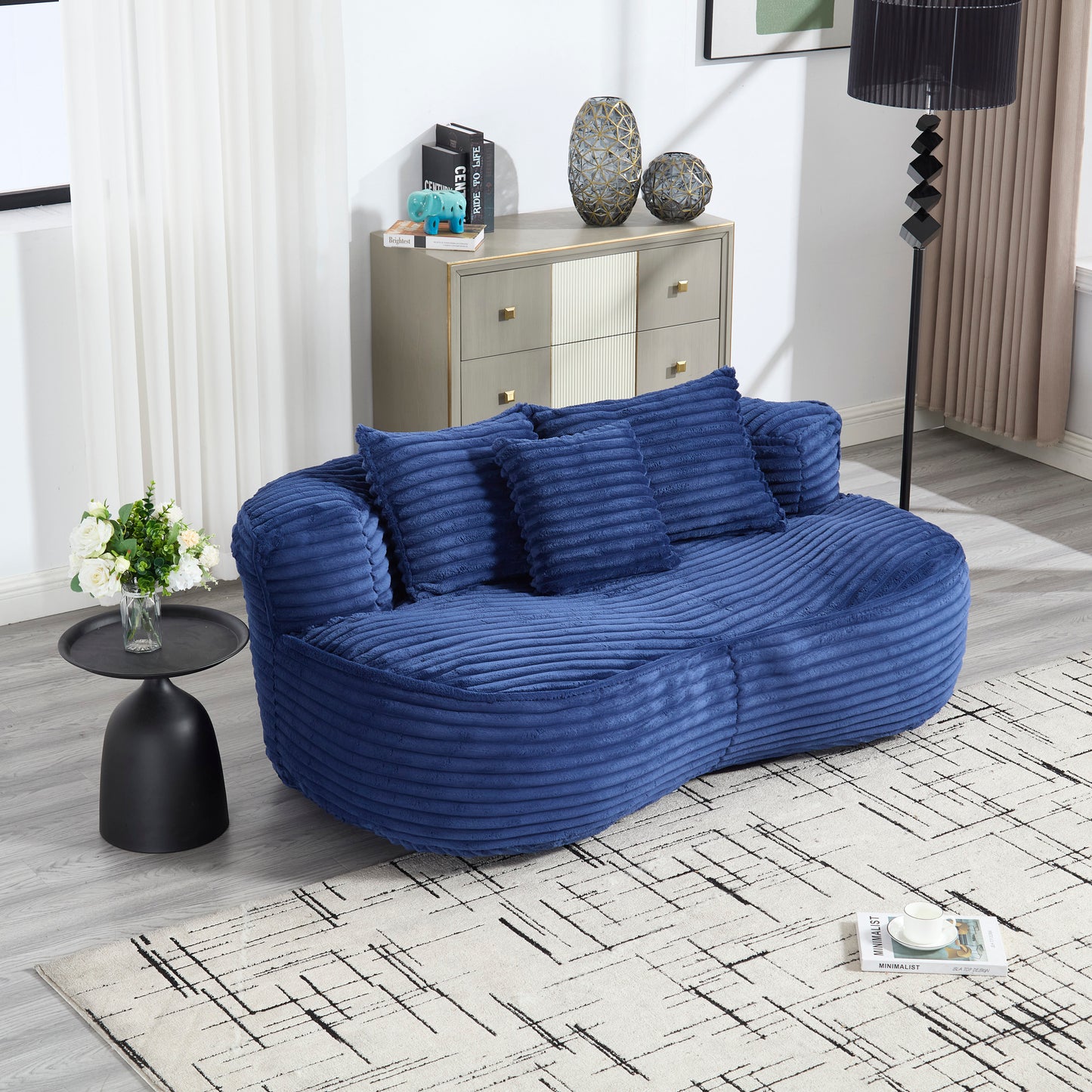 COOLMORE Bean Bag sofa Lazy Sofa Durable Comfort Lounger High Back Bean Bag Chair Couch for Adults and Kids, Indoor & Outdoor, Accent Floor Soft Lounge Chair (Navy)