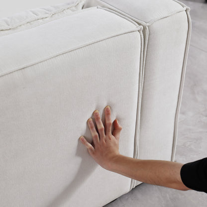 modular sofa  BEIGE chenille fabric,  simple and grand, the seat and back is very soft. this is also a KNOCK DOWN sofa