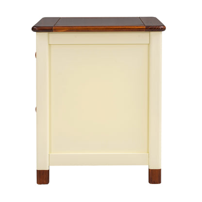 Wooden Nightstand with Two Drawers for Kids,End Table for Bedroom,Cream+Walnut