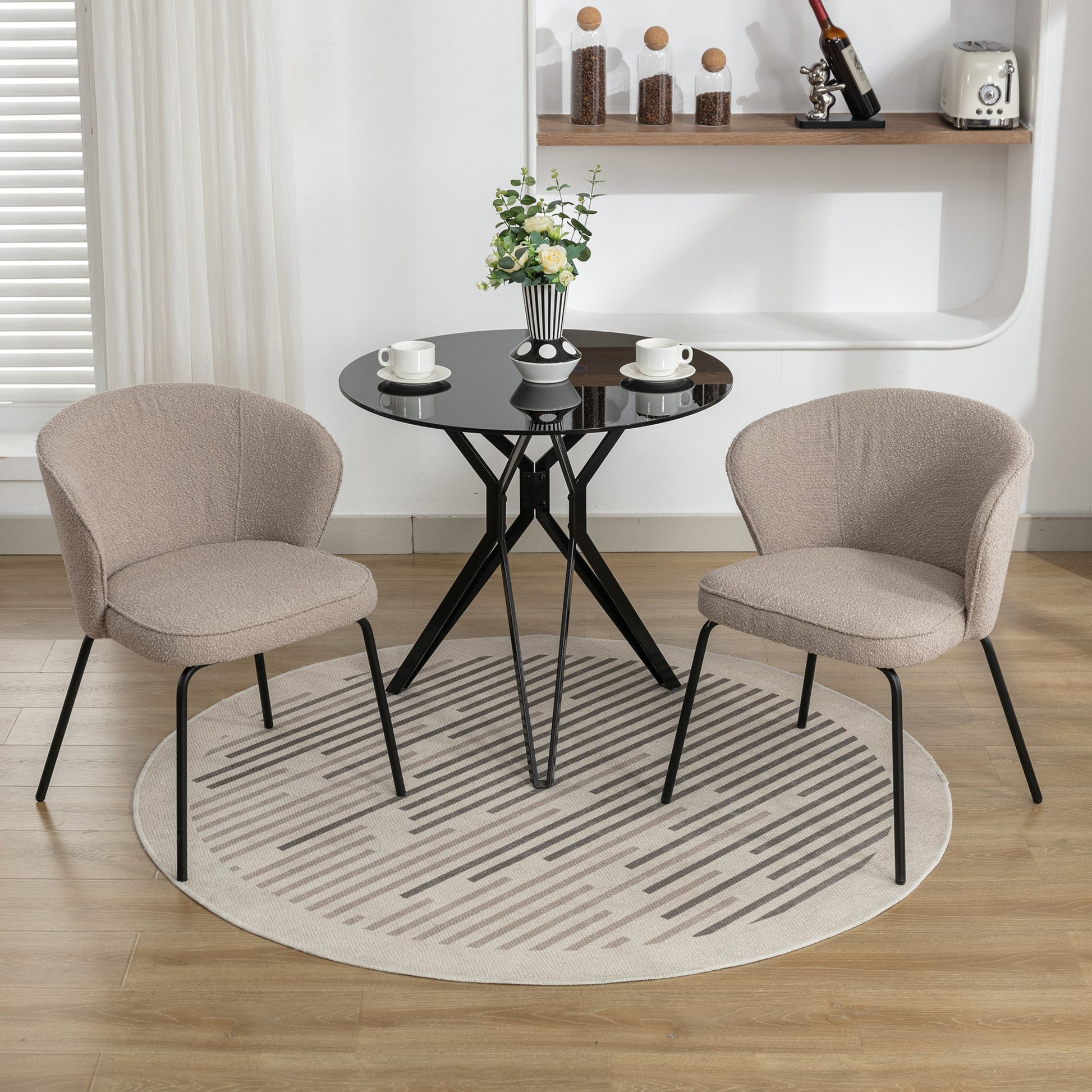 Retro Minimalist Modern Boucle Fabric Dining Chairs