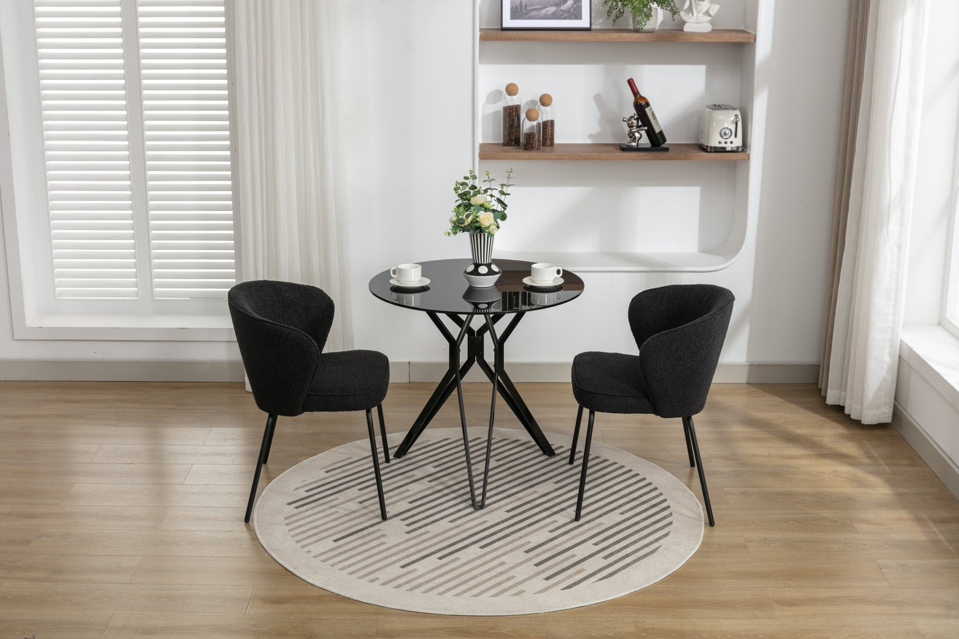 Retro Minimalist Modern Boucle Fabric Dining Chairs