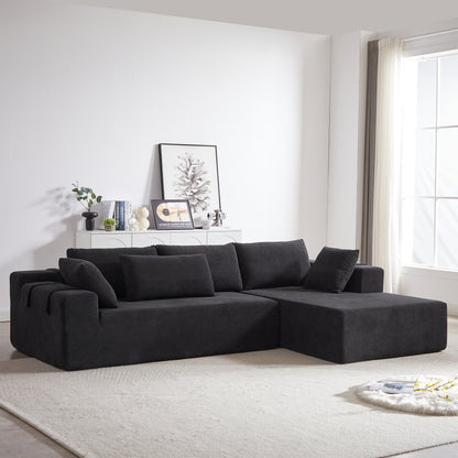 Modern Chenille Upholstered Sectional Sofa Couch Set,Modular 108" L Shaped Sectional Living Room Sofa Set With 6 Pillows,Free Combination Sofa Couch for Living Room,Bedroom(Right Chaise)