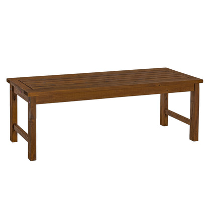 Modern Slat-Top Solid Wood Patio Bench - Dark Brown