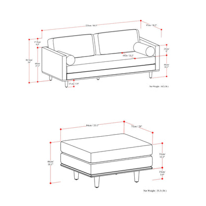 Morrison 89-inch Sofa and Ottoman Set