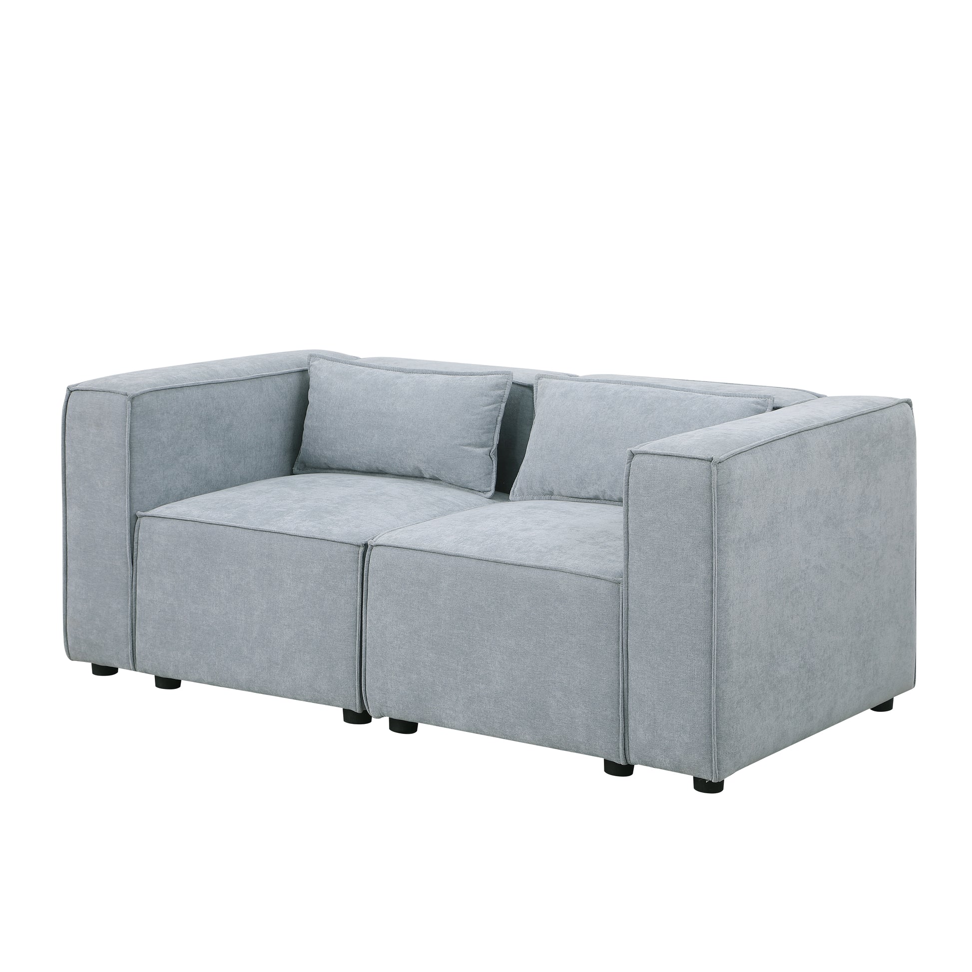 modular sofa Grayish blue  chenille fabric,  simple and grand, the seat and back is very soft. this is also a KNOCK DOWN sofa