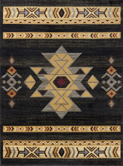 Tribes GC_YLS4004 Black 7 ft. 10 in. x 10 ft. 3 in. Southwest Area Rug