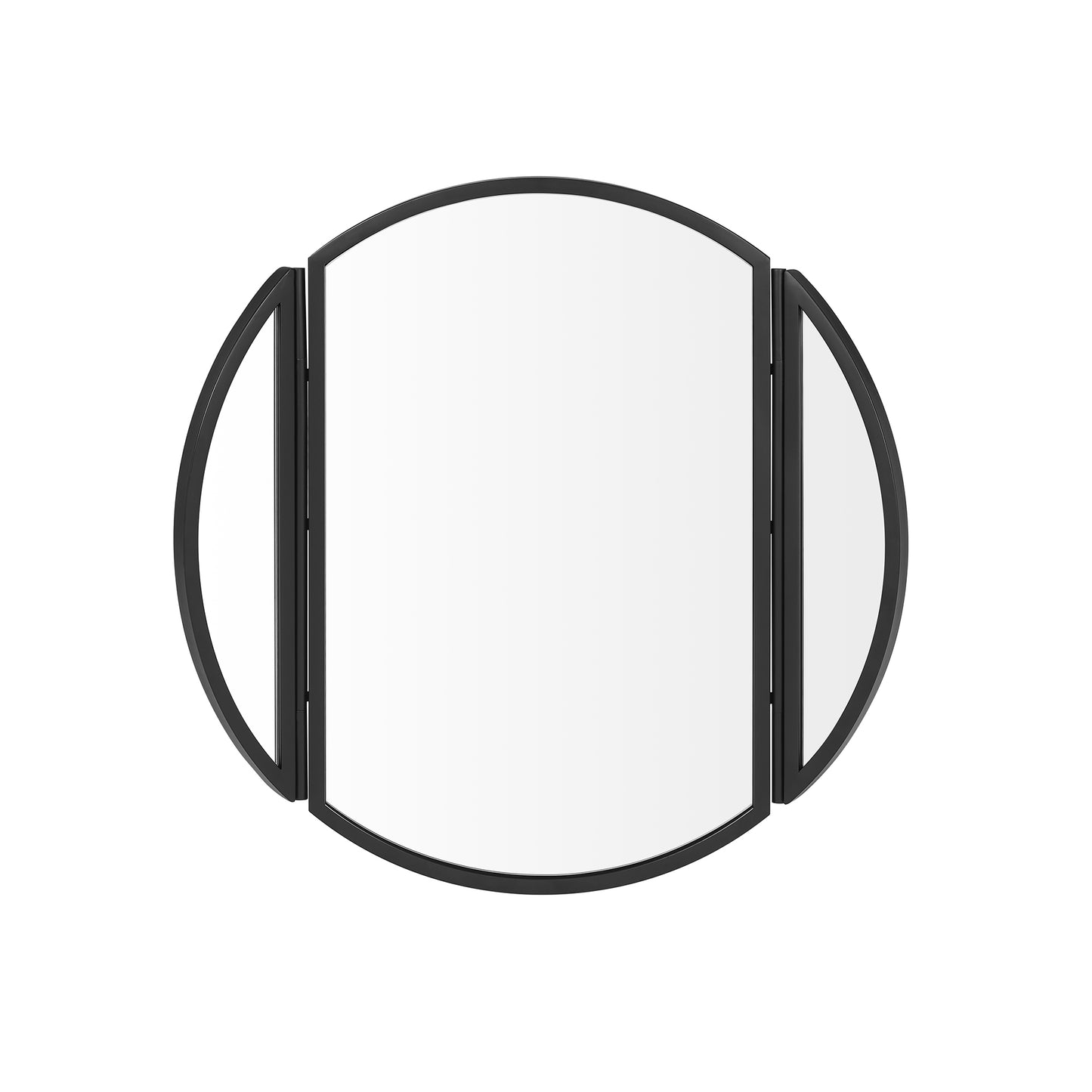 Modern Hinge Round Wall Mirror – Black