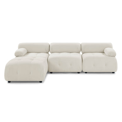 Modular Sectional Sofa, Button Tufted Designed and DIY Combination,L Shaped Couch with Reversible Ottoman, Beige Velvet