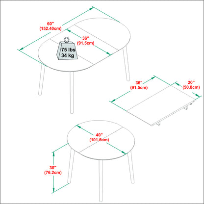 Mid-Century Damsel Extension Dining Table with Removable Leaf, Caramel