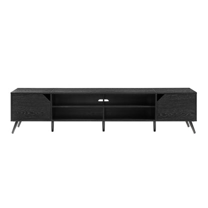 Contemporary 2-Door Minimalist TV Stand for TVs up to 90 inches – Black