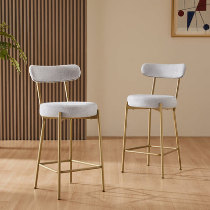 Modern Upholstered Sherpa Bar Stool Set