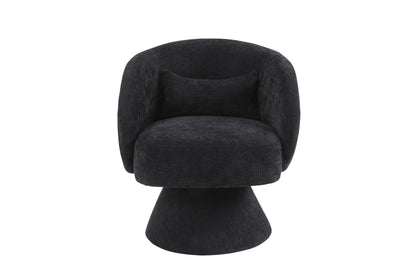 Swivel Accent Chair Armchair, Round Barrel Chair in Fabric for Living Room Bedroom(Black)