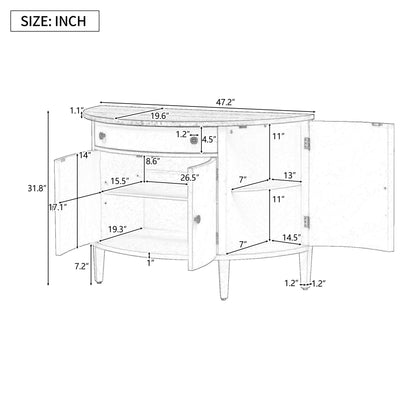 U_Style Curved Design Storage Cabinet made of Fraxinus Mandschuric Solid Wood Veneer, Adjustable Shelves, Suitable for Corridors, Entrances and Study.