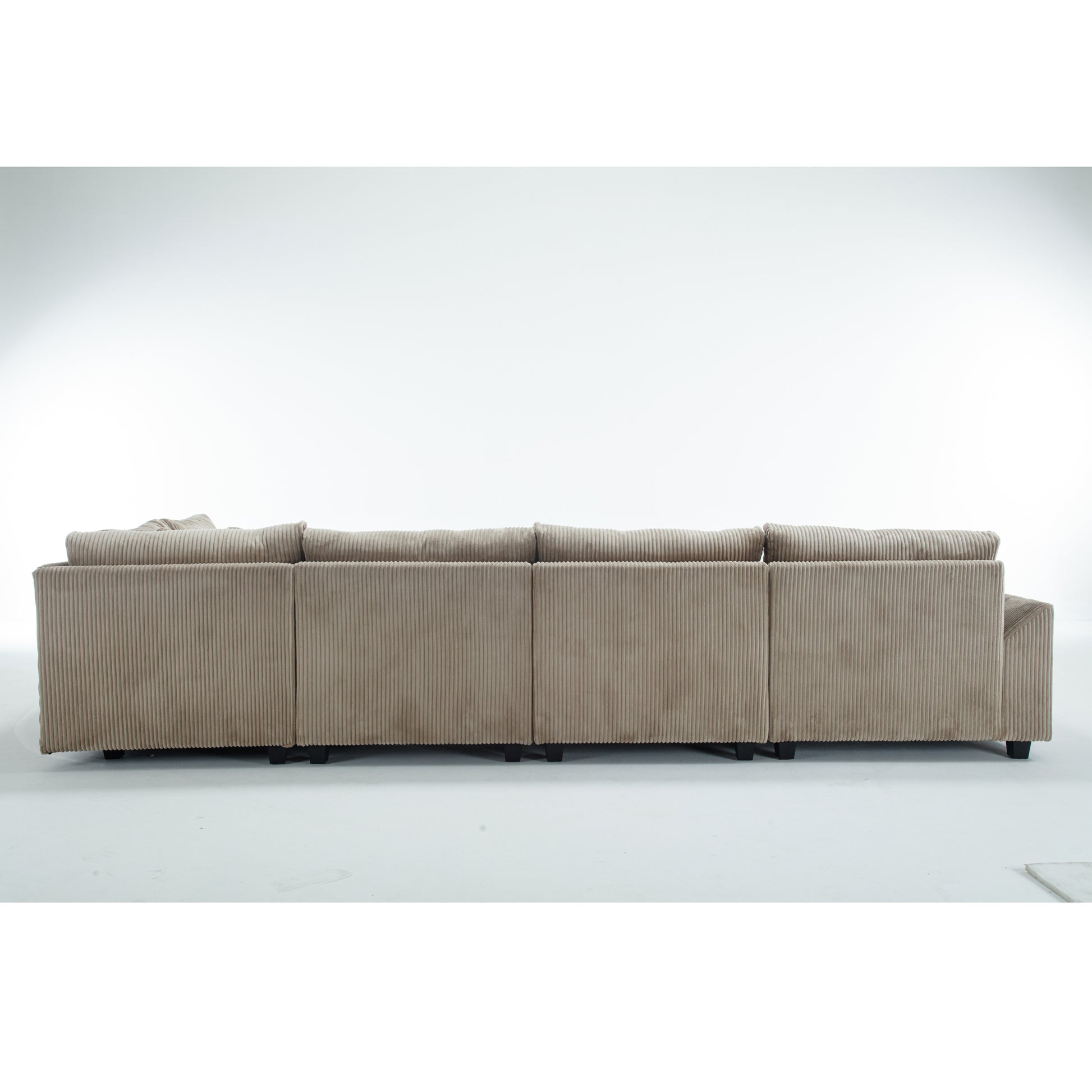 {NEW ARRIVAL}{ VIDEO PROVIDED} Oversized Modular Sectional Sofa Couches Set,Corduroy Upholstered Deep Seat Comfy Sofa for Living Room ,5 Seat ,Brown