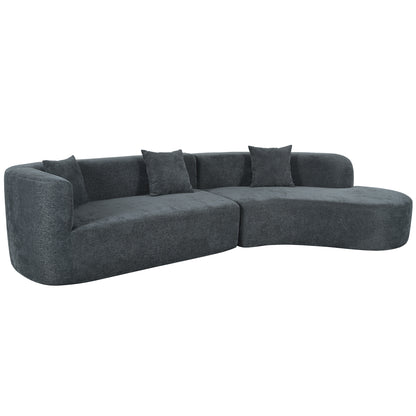 U_Style Modern Large 2-Piece Sectional Sofa with 3 Pillows,for Living Room, Bedroom