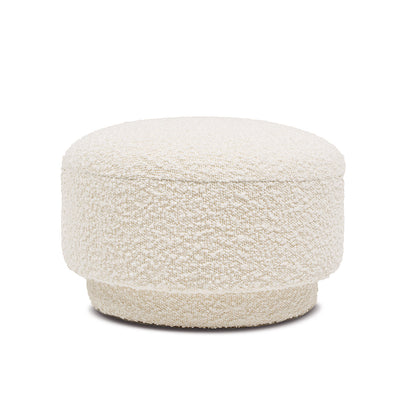 Fuji 15" Mushroom Footstool Ottoman, Ivory White Boucle