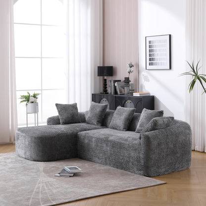 COOLMORE Boucle Sofa 3 Seater for Living Room Oversized Comfy Sofa L-Shape Sofa Couch with Chaise Home Furniture Sleeper Sectional Sofa for Apartment, Office Left Hand Facing (Gray)