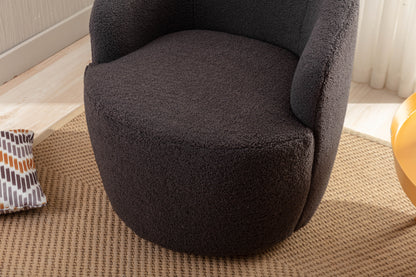 Teddy Fabric Swivel Accent Armchair Barrel Chair With Black Powder Coating Metal Ring,Dark Gray