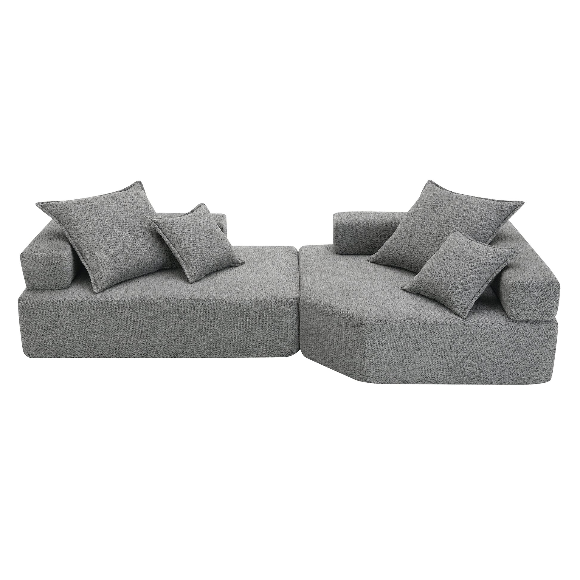 [VIDEO provided][New] Oversized Modular Sectional Sofa,Luxury Boucle Floor Couch Set,Convertible Sleeper Couch,Spacious Foam-Filled Sofa Bed for Living Room,2 PC Free Combination,2 Colors