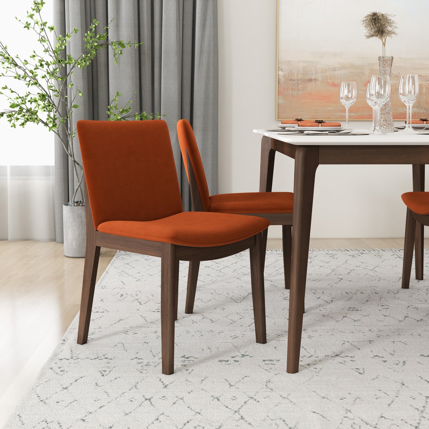 Laura Mid-Century Modern Solid Wood Dining Chair (Set of 2)