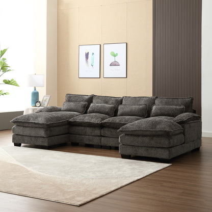 UNITED WE WIN Modern Large chenille Fabric U-Shape Sectional Sofa