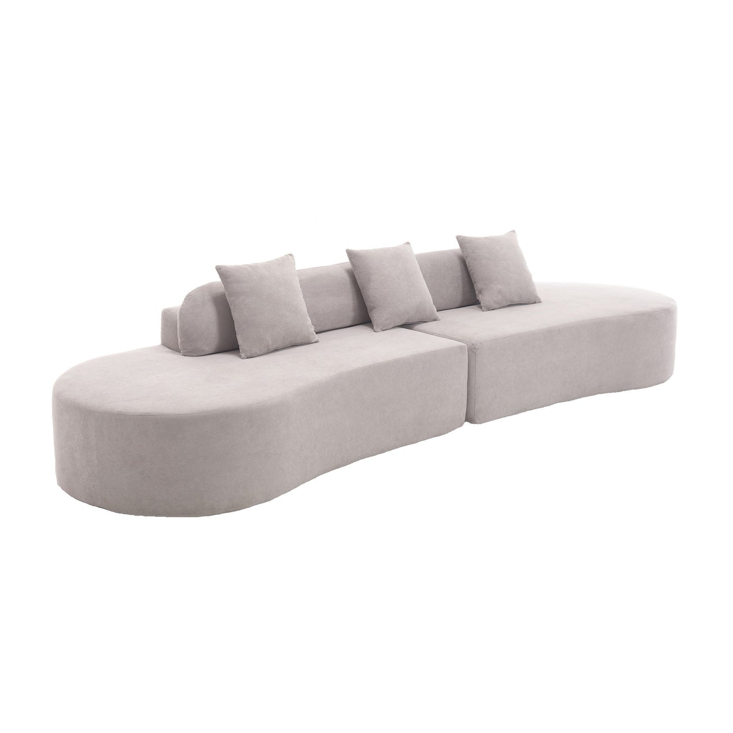 [NEW ARRIVED] [VIDEO PROVIDED] Modern curved combination sofa, terrycloth fabric sofa, minimalist sofa in living room, apartment, no assembly required, three  pillows,Gray