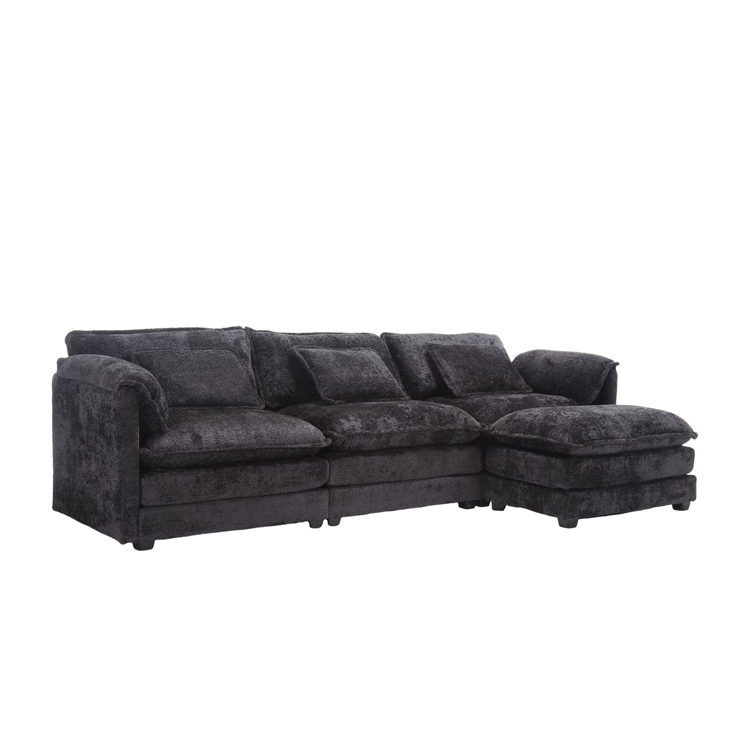 Modern Large boucle Fabric L-Shape Sectional Chenille fabric, movable pedals, detachable armrests, oversized three-seat Sofa