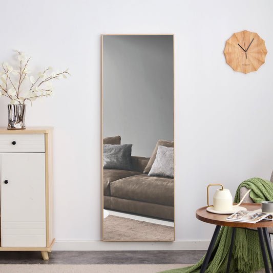 3rd generation, solid wood frame full length mirror in light oak color, large floor mirror, dressing mirror, decorative mirror, suitable for bedrooms, living rooms, clothing stores 65"*23" - Groovy Boardz