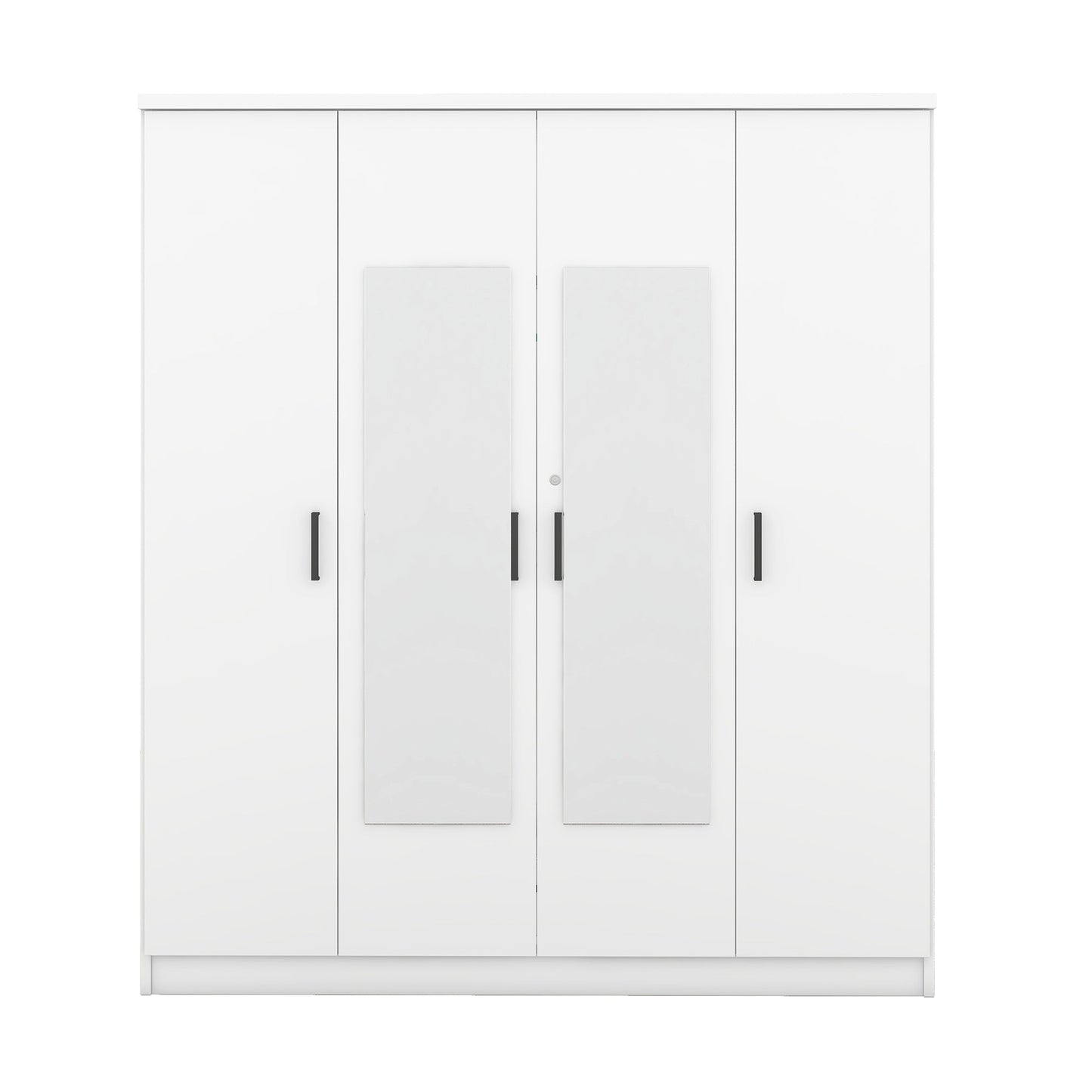 4-Door Mirror Wardrobe with shelves, White - Groovy Boardz