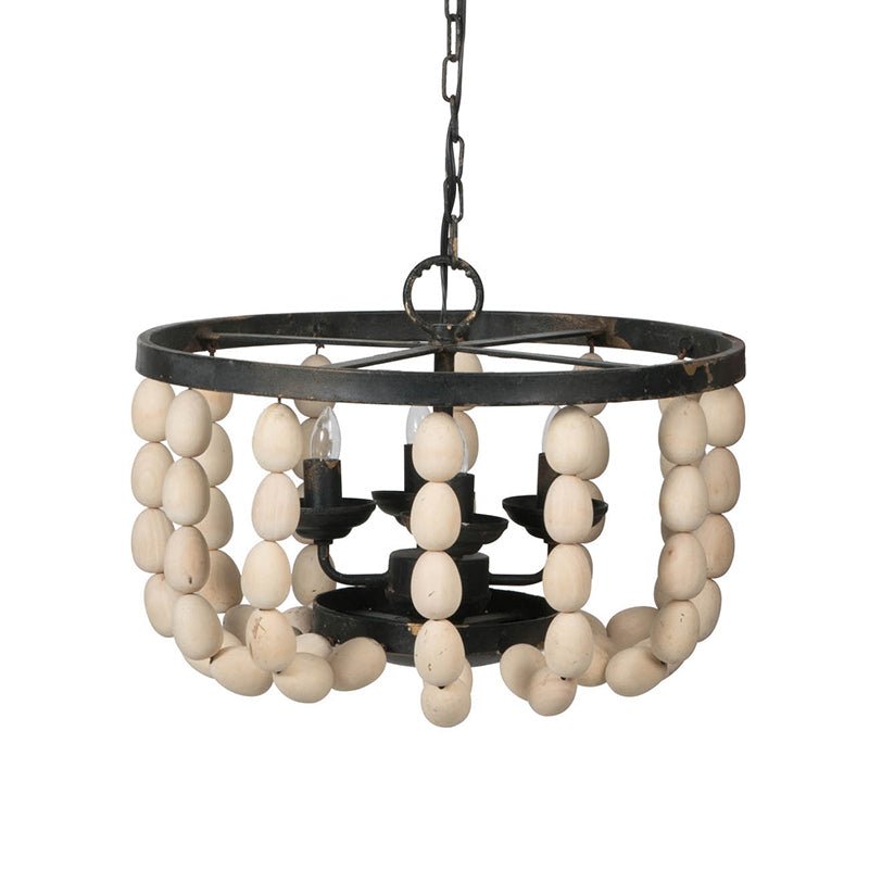 4 - Light Wood Chandelier, Hanging Light Fixture with Adjustable Chain for Kitchen Dining Room Foyer Entryway, Bulb Not Included - Groovy Boardz