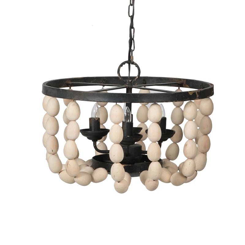 4 - Light Wood Chandelier, Hanging Light Fixture with Adjustable Chain for Kitchen Dining Room Foyer Entryway, Bulb Not Included - Groovy Boardz