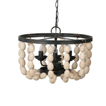 4 - Light Wood Chandelier, Hanging Light Fixture with Adjustable Chain for Kitchen Dining Room Foyer Entryway, Bulb Not Included - Groovy Boardz