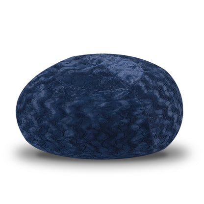 Faux Fur Bean Bag Chair, Navy-3ft Cozy and Stretchable Fabric Lounger for Children and Adults with Easy-Clean Cover, Comfortable Faux Fur Seating for Bedrooms, Filled with Shredded and Memory Foam.