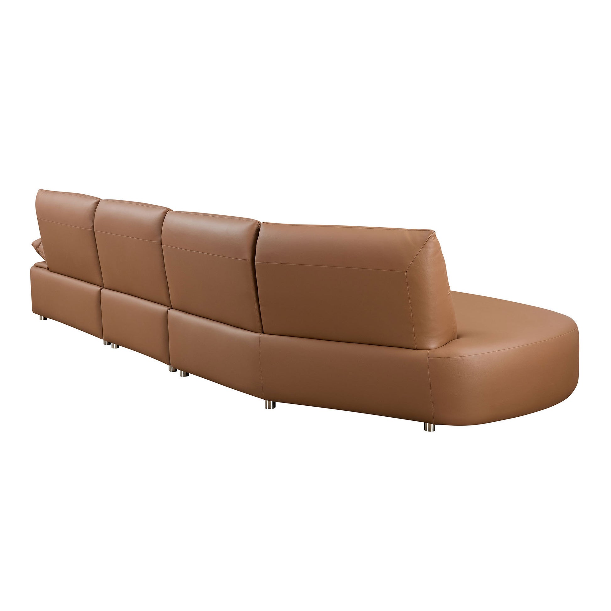 147.24'' Oversied Modern Sectional Curved Shaped Sofa Couch for Living Room,Upholstered 5-Seat Sofa Eco-leather Couch Set ,Brown