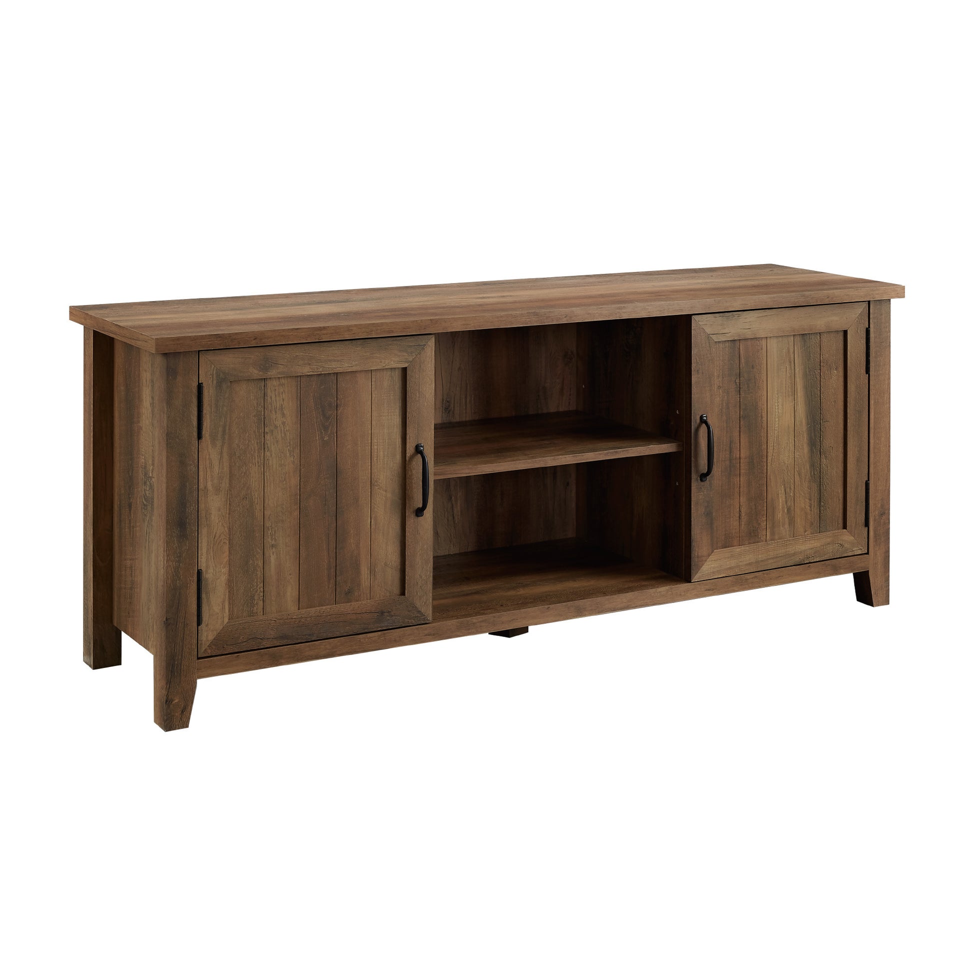 Classic Grooved-Door TV Stand for TVs up to 65" - Rustic Oak