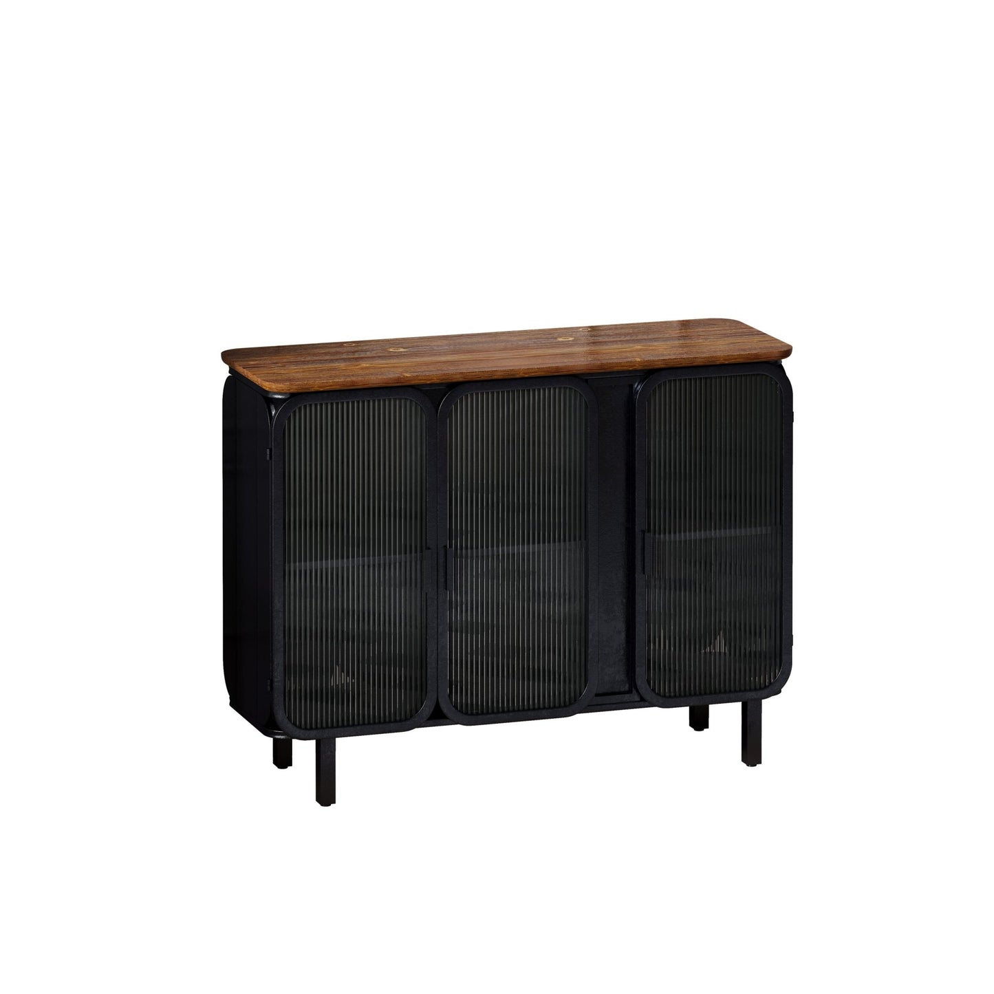 40.94"Glass Doors Modern Three-door Cabinet with Featuring Two-tier Storage,Unique Fir Cabinet Top,for Entryway,Living Room,Home Office,Dining Room - Groovy Boardz