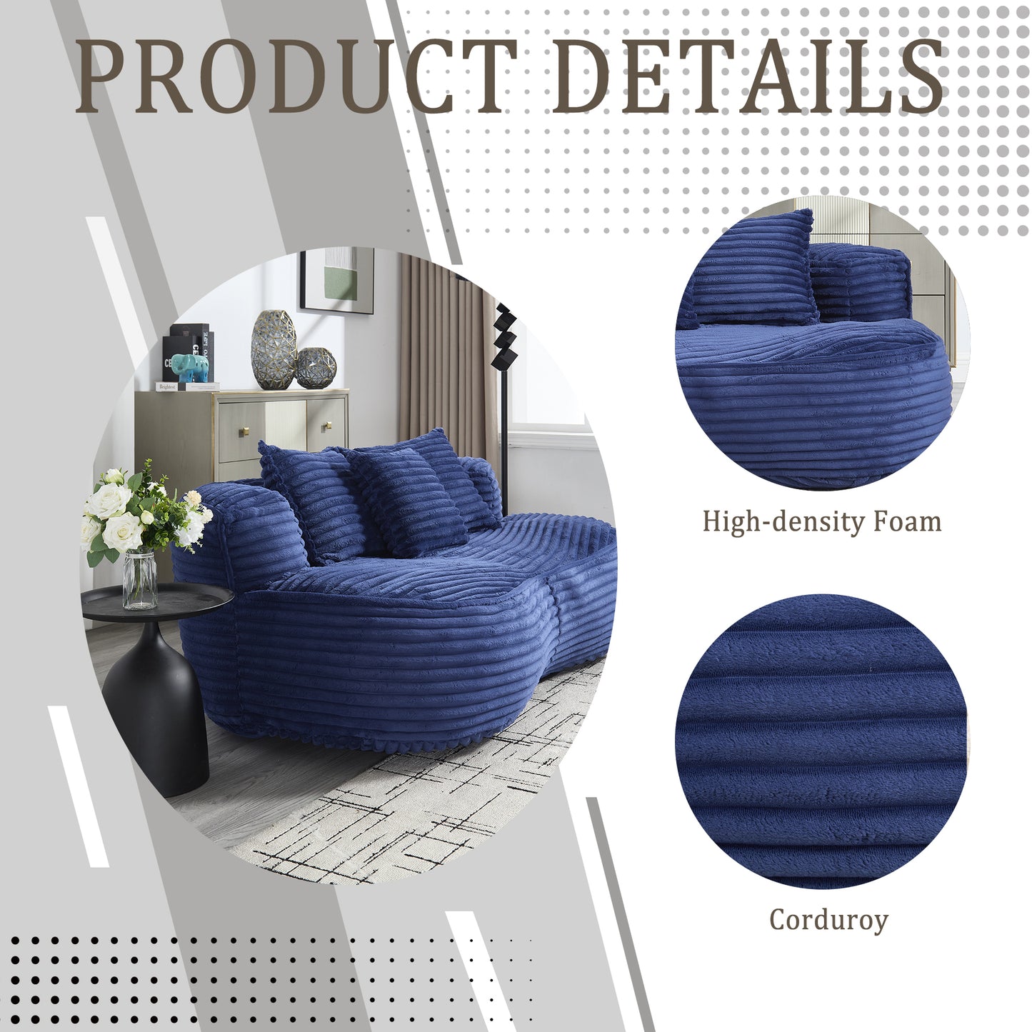 COOLMORE Bean Bag sofa Lazy Sofa Durable Comfort Lounger High Back Bean Bag Chair Couch for Adults and Kids, Indoor & Outdoor, Accent Floor Soft Lounge Chair (Navy)