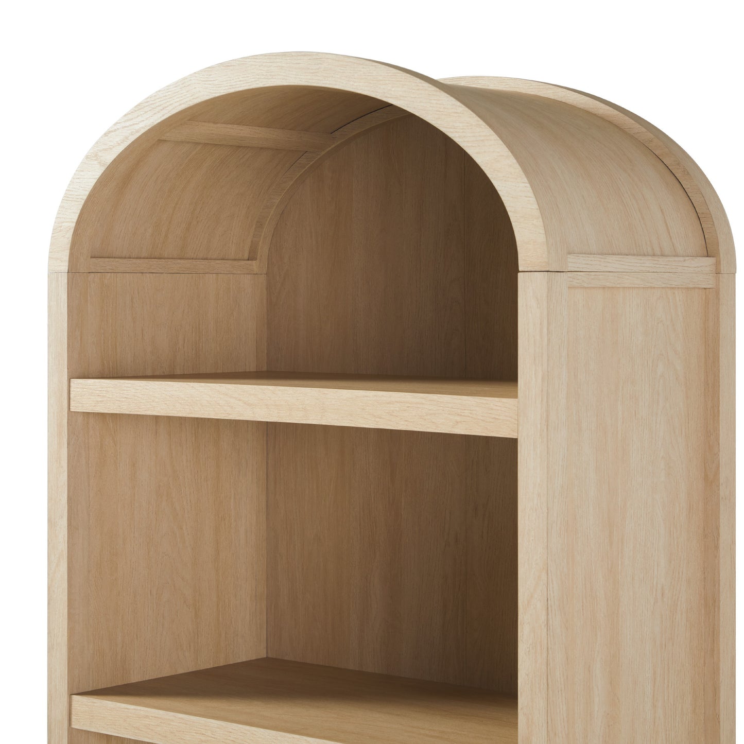 Modern 5 Shelf Open Arched Bookshelf - Oak