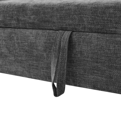 146.9" L-shaped Sofa Sectional Sofa Couch Pull-out Sofa Bed with a Movable Storage Ottoman, a Storage Chaise Lounge and Two USB Ports for Living Room, Grey