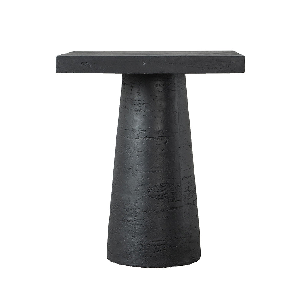 20x20x24" Black Cement Square Side Table with Pedestal Base