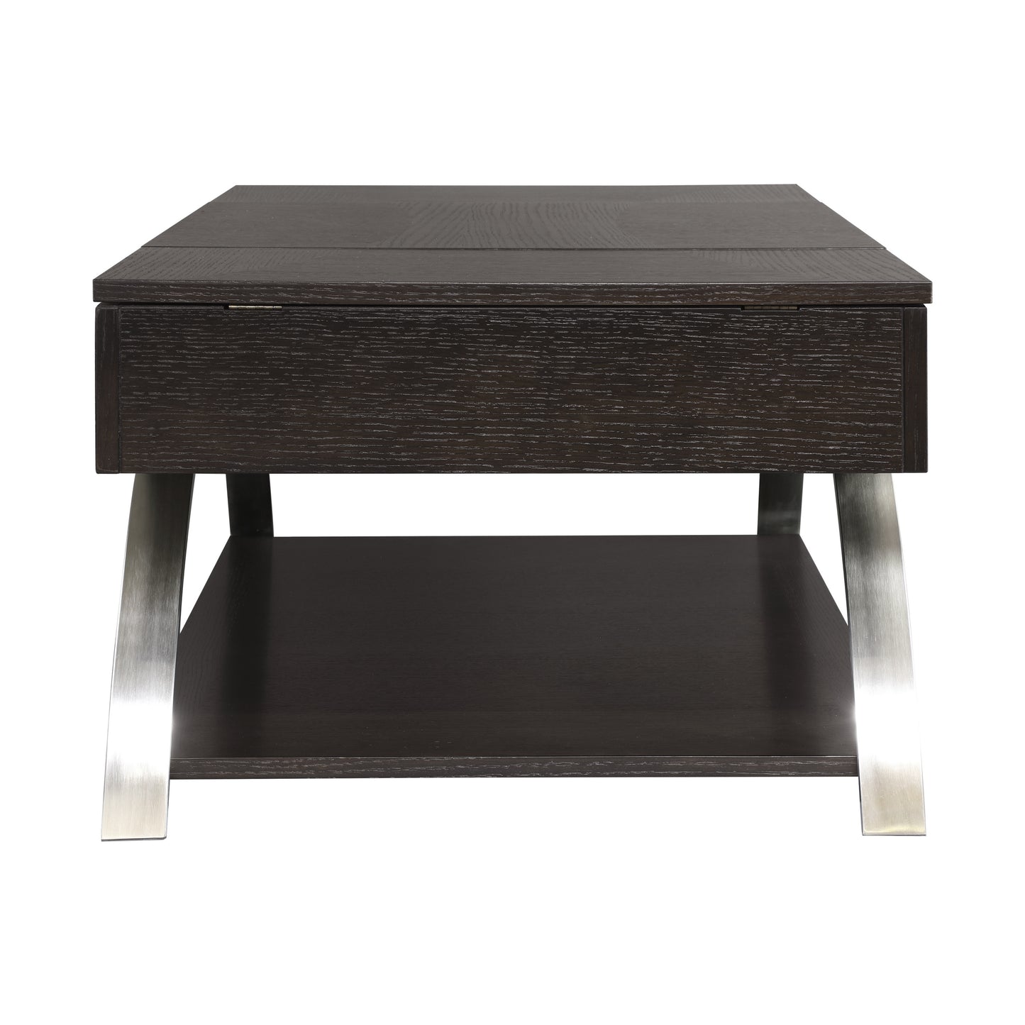 Modern Living Room Furniture 1pc Lift Top Coffee Table with Display Shelf Espresso Finish Wood Chrome Metal Finish Unique Style Cocktail Table