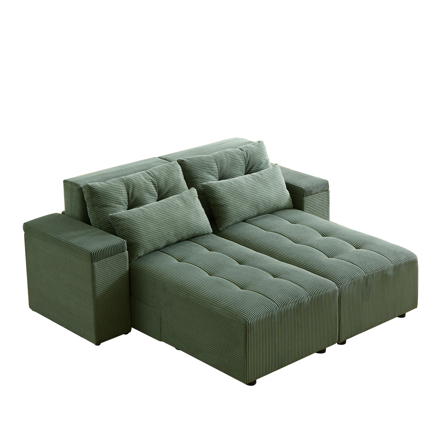 Convertible 3 in 1 Sleeper Sofa and Sectional Sofa with 4 Storage Space for Living Room,Corduroy Couch With 4 pillows,Corduroy