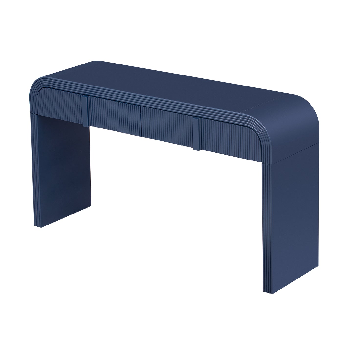 TREXM Unique Modern Rounded Silhouette and Smooth Surface Console Table with 2 Drawers for Living Room and Entryway(Navy Blue)